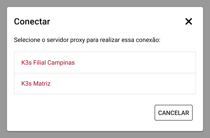 Escolha do servidor de acesso
